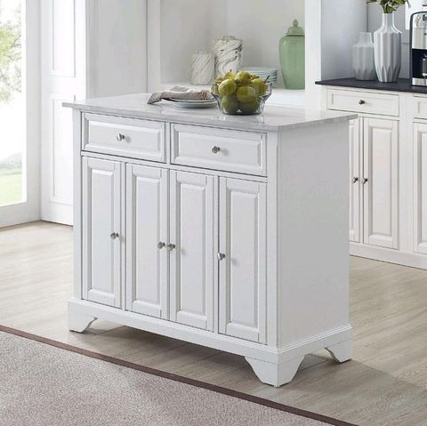 Crosley Furniture Avery Kitchen Island With Faux Marble Top, Distressed ... pertaining to Maximizing Space How an Avery Kitchen Island Can Transform Your Kitchen