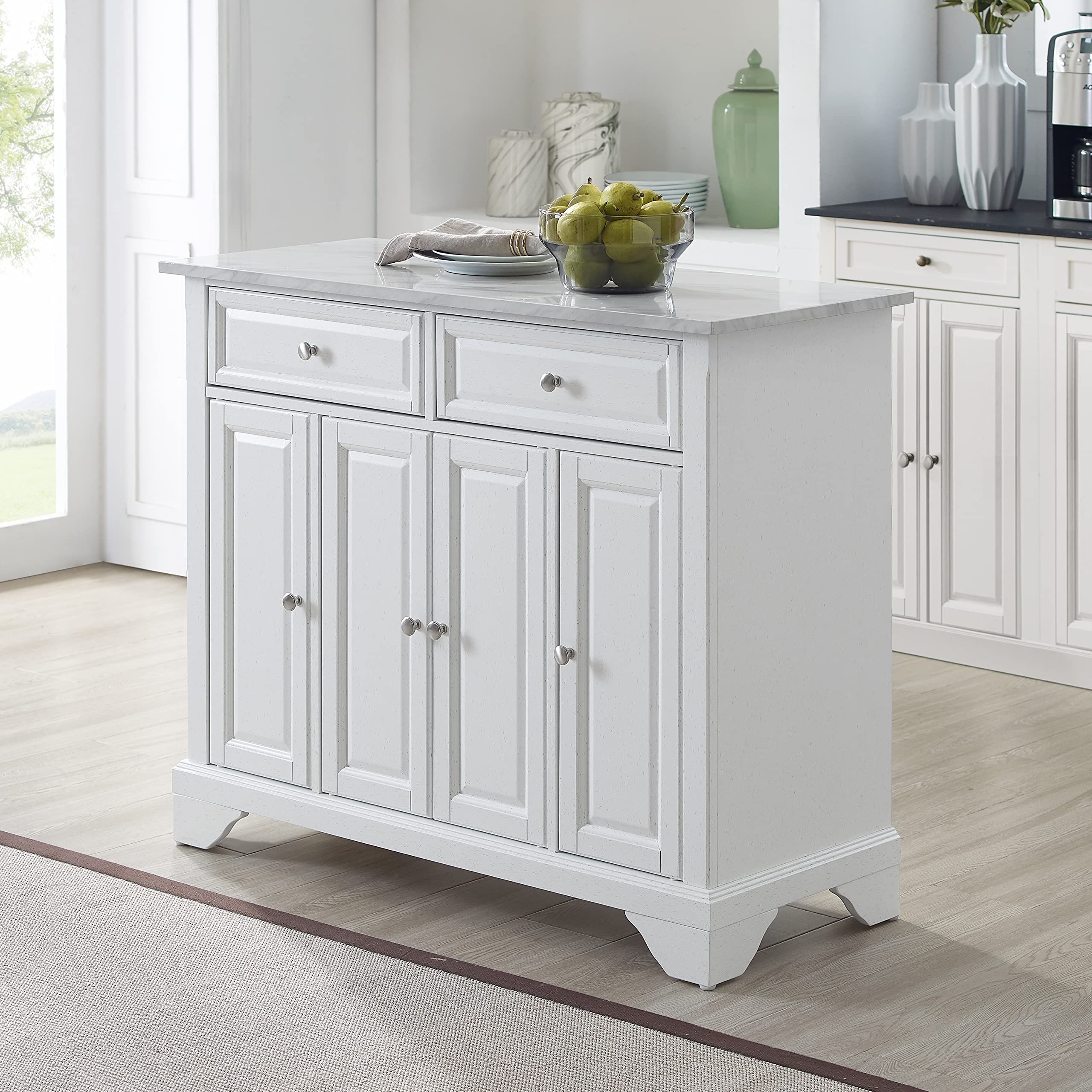Crosley Furniture Avery Kitchen Island With Faux Marble Top, Distressed ... throughout Maximizing Space How an Avery Kitchen Island Can Transform Your Kitchen