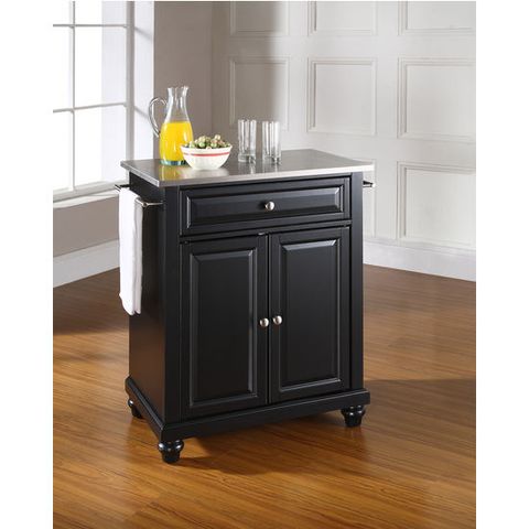 Crosley Furniture Cambridge Stainless Steel Top Portable Kitchen Cart ... regarding Catania Modern Stainless Steel Top Portable Kitchen Island In Mahogany