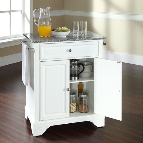Crosley Lafayette Gray Granite Top Portable Kitchen Island In White ... regarding Catania Modern Gray Granite Top Portable Kitchen Island In White