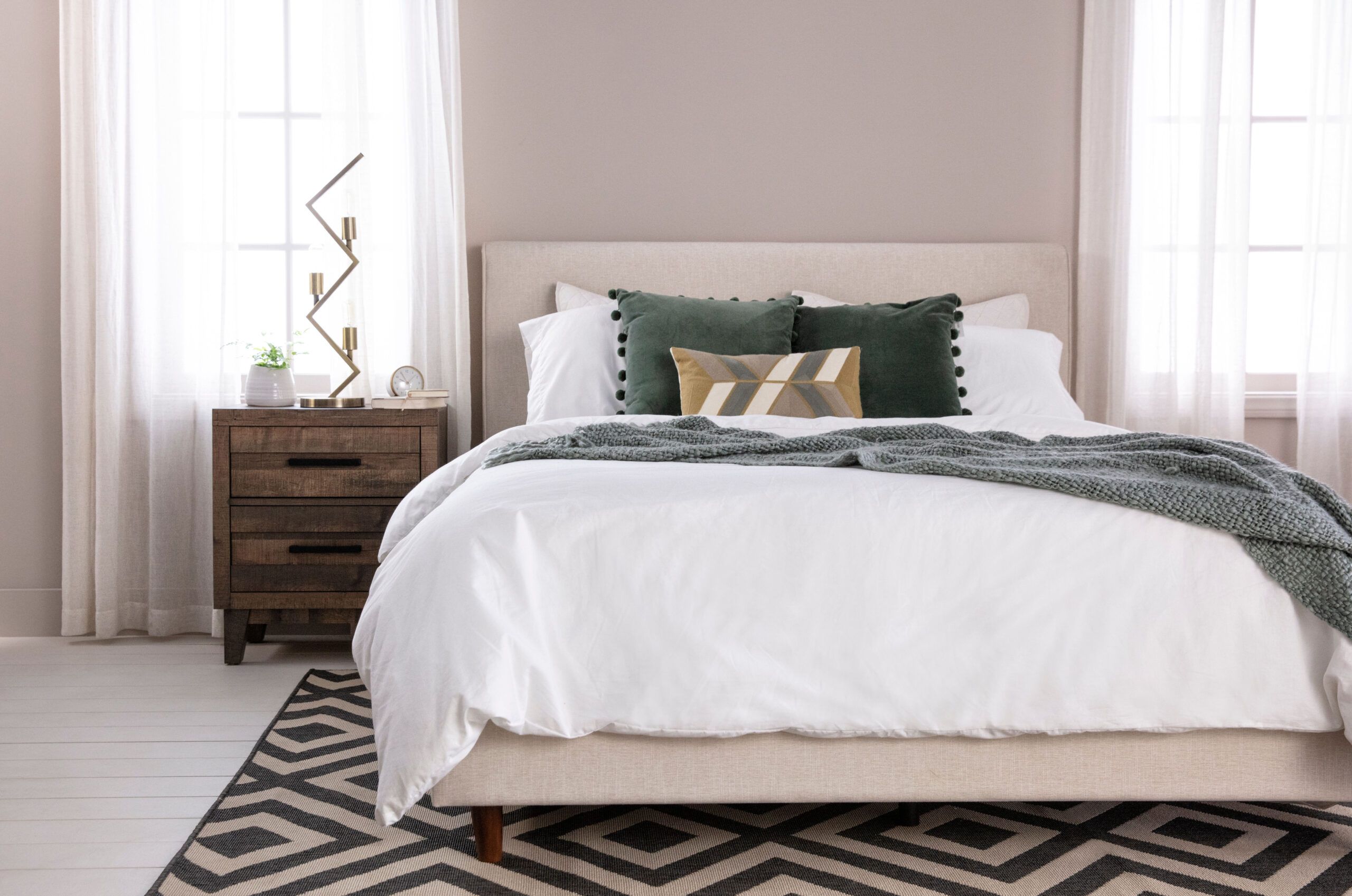 Dean Sand Queen Upholstered Panel Bed - Talavera Garden Decor regarding Dean Sand Full Upholstered 4 Piece Bedroom Set With Madison White Ii Dresser Chest &amp; 2 Drawer Nightstand
