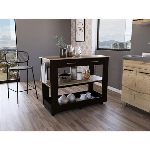 Depot E-Shop De-Awd5779 46 In. Delos Kitchen Island, White, Black ... throughout Antibacterial Delos Kitchen Island White-Light Grey