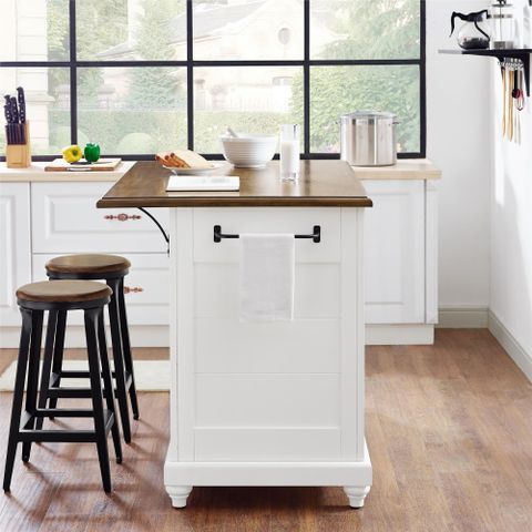 Dhp Kelsey Kitchen Island With 2 Stools And Drawers, White - Walmart.com throughout Elevating Kitchen Aesthetics — Exploring the Versatility of Square Stools