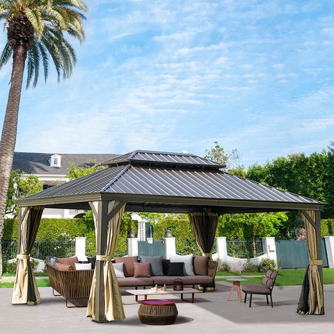 Domi Louvered Outdoor Aluminum Patio Gazebo With Galvanized Steel ... intended for Choosing the Right Aluminum Patio Gazebo Decoding Materials and Features