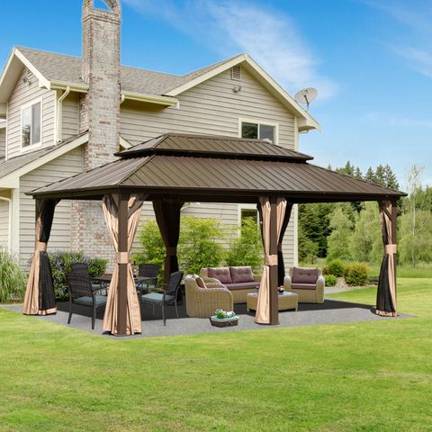 Domi Outdoor Living 18 Ft. W X 12 Ft. W Galvanized Steel Patio Gazebo ... throughout Creating Your Perfect Outdoor Oasis with a Gazebo Design and Planning Essentials