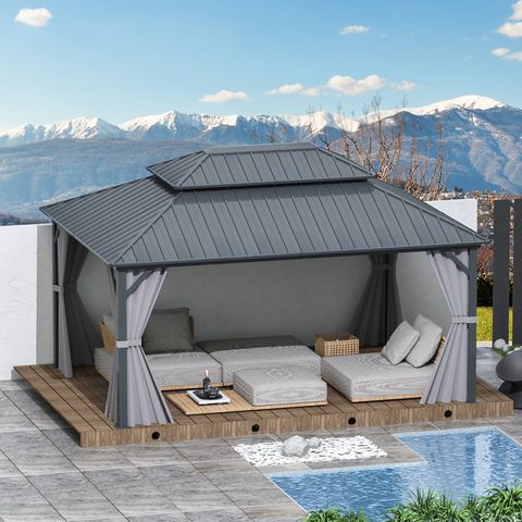 Domi Outdoor Living Galvanized Steel Patio Gazebo With Overhang Slope ... in Creating Your Perfect Outdoor Oasis with a Gazebo Design and Planning Essentials