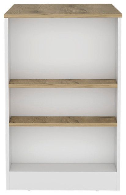 Doyle Kitchen Island With Three Side Shelves, White / Macadamia ... in Beyond the Surface A Comprehensive Guide to the Cecil Kitchen Island White Macadamia