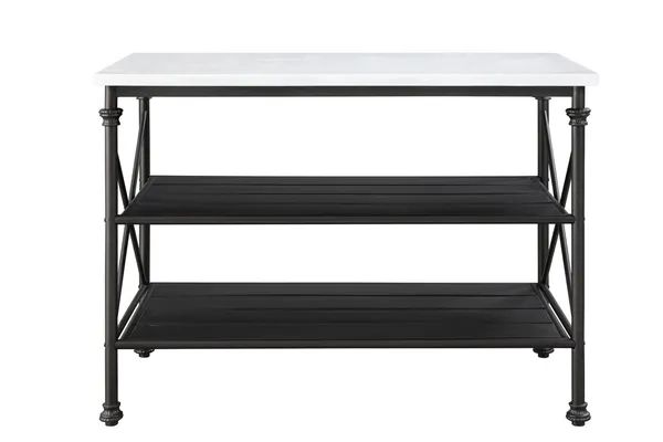 Dropship Acme Brahm Kitchen Island, White Cultured Stone &amp; Gray Finish ... pertaining to Acme Brahm Kitchen Island White Cultured Stone And Gray Finish