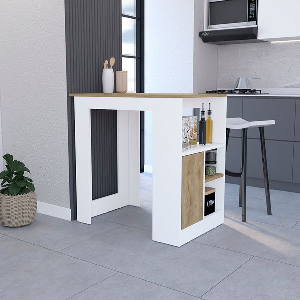 Dropship Kitchen Island Wynne With Storage And Cabinet, White ... with Cecil Kitchen Island, White/Macadamia