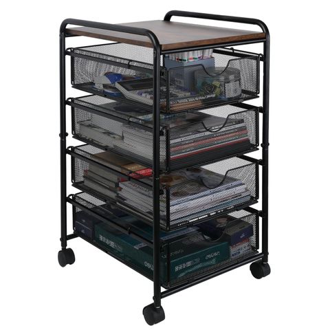 Easypag Mesh File Storage Drawer Carts With 4 Swivel Casters Rolling ... regarding Coaster Evander Metal Frame Accent Storage Cart With Casters Natural And Black