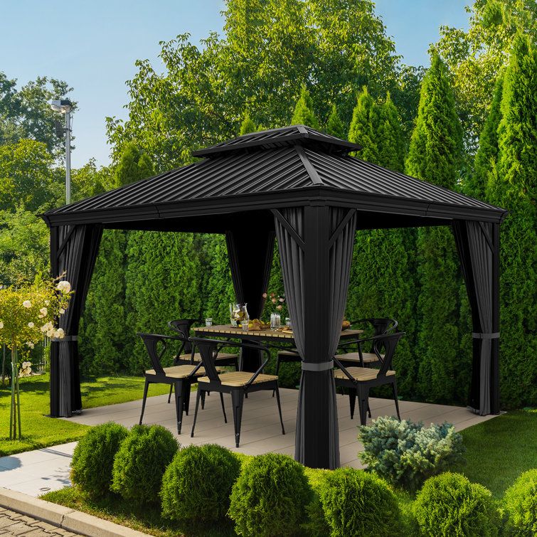 Egeiros Life 12 Ft. W X 10 Ft. D Double Roof Hardtop Aluminum Patio ... pertaining to 12 Ft. W X 10 Ft. D Aluminum Patio Hardtop Gazebo