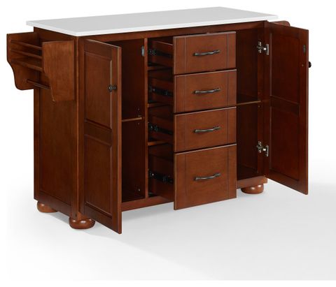 Eleanor Granite Top Kitchen Island Mahogany/White - Traditional ... inside Compact Granite Top Kitchen Cart, Mahogany/White