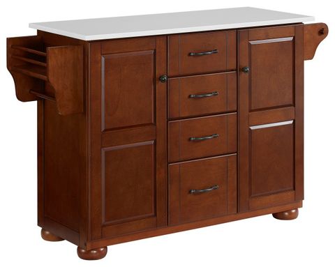 Eleanor Granite Top Kitchen Island Mahogany/White - Traditional ... inside Granite's Charm: Why It's Perfect for Your Kitchen Cart