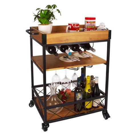 Elevens 3 Tier Rolling Utility Storage Cart-Kitchen Serving Bar Cart ... inside Comparing Serving Cart Options Considering the Benzara BM194349 Model
