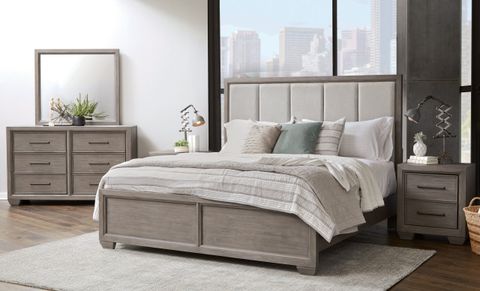 Ennesley Gray Wood Bedroom Set With Upholstered Panel Queen Bed ... for The Enduring Appeal of Wood Bedroom Sets Exploring Styles and Timeless Designs