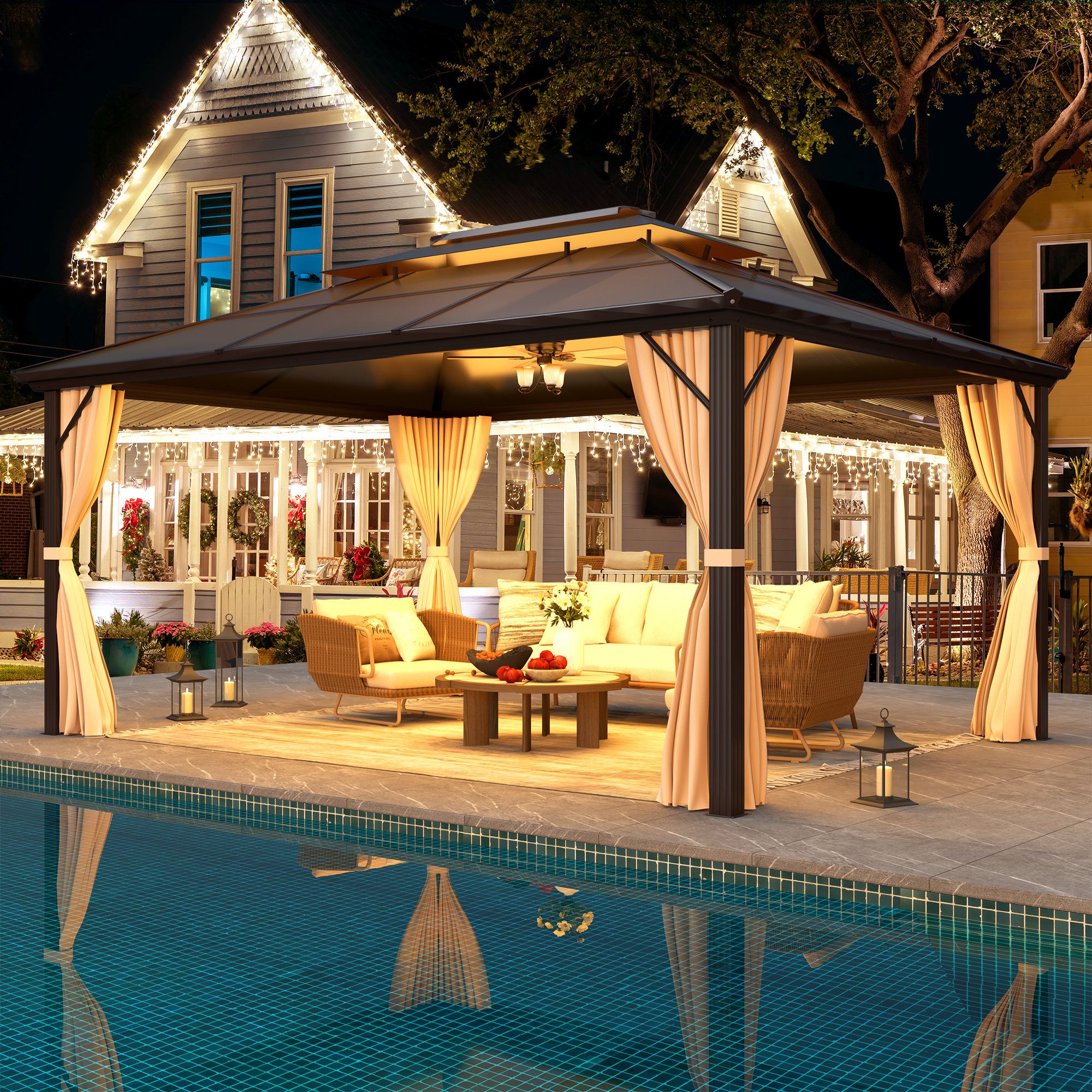 Erommy 10 Ft X 13 Ft Aluminum Patio Hardtop Gazebo &amp; Reviews | Wayfair with 10 Ft  X 13 Ft  Aluminum Patio Hardtop Gazebo