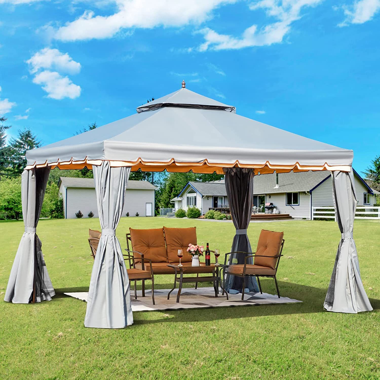 Erommy 12 Ft. W X 10 Ft. D Metal Patio Gazebo &amp; Reviews | Wayfair pertaining to Himari 12 Ft. W X 10 Ft. D Metal Patio Gazebo