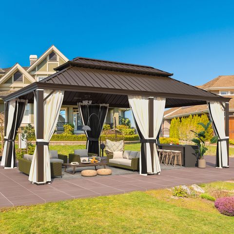 Erommy 20 Ft. W X 12 Ft. D Aluminum Patio Gazebo | Wayfair with 20 Ft. W X 12 Ft. D Metal Patio Gazebo
