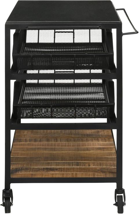 Evander Accent Storage Cart With Casters In Natural And Black By ... pertaining to The Ultimate Guide to Choosing the Right Evander Cart for Your Needs