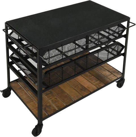 Evander Accent Storage Cart With Casters In Natural And Black By ... throughout Coaster Evander Metal Frame Accent Storage Cart With Casters Natural And Black