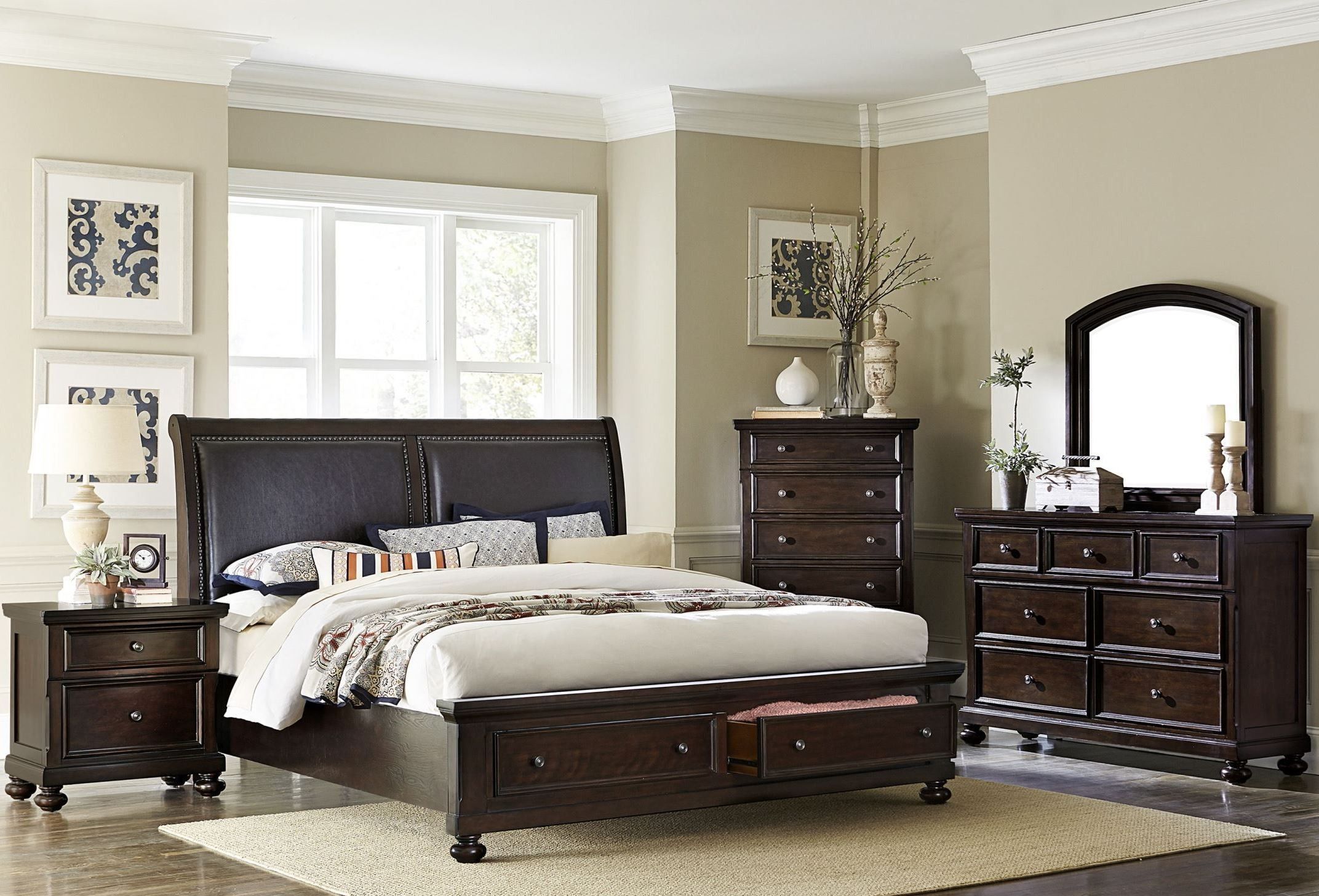 Faust Dark Cherry Storage Platform Bedroom Set From Homelegance (1834-1 ... regarding Sustainable Style: Examining the Materials and Craftsmanship of the Alton Cherry II Set
