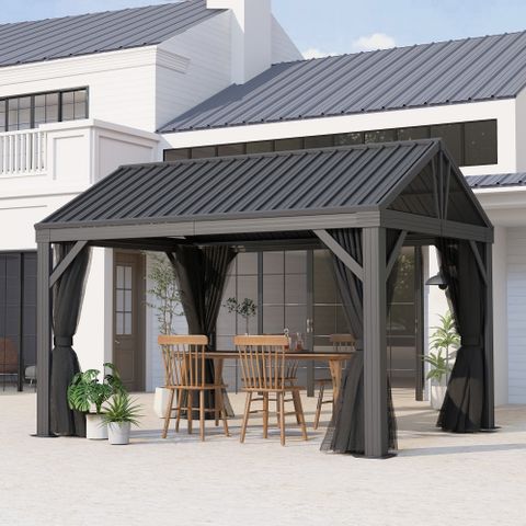 Gartoo Heavy Duty Galvanized Hardtop 10 Ft. W X 13 Ft. Aluminum Patio ... inside Key Considerations Before You Choose a 10x13 Aluminum Patio Hardtop Gazebo