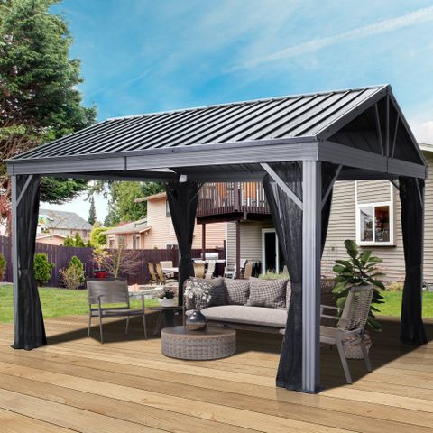 Gartoo Heavy Duty Galvanized Hardtop 10 Ft. W X 13 Ft. Aluminum Patio ... within Key Considerations Before You Choose a 10x13 Aluminum Patio Hardtop Gazebo