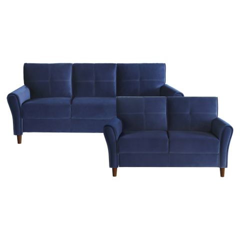 Halton 137 In. W Flared Arm Velvet Straight Sofa In Blue - Walmart.com throughout Unveiling the Allure of the Jewel 90 in W Flared Arm Velvet Sofa Blue