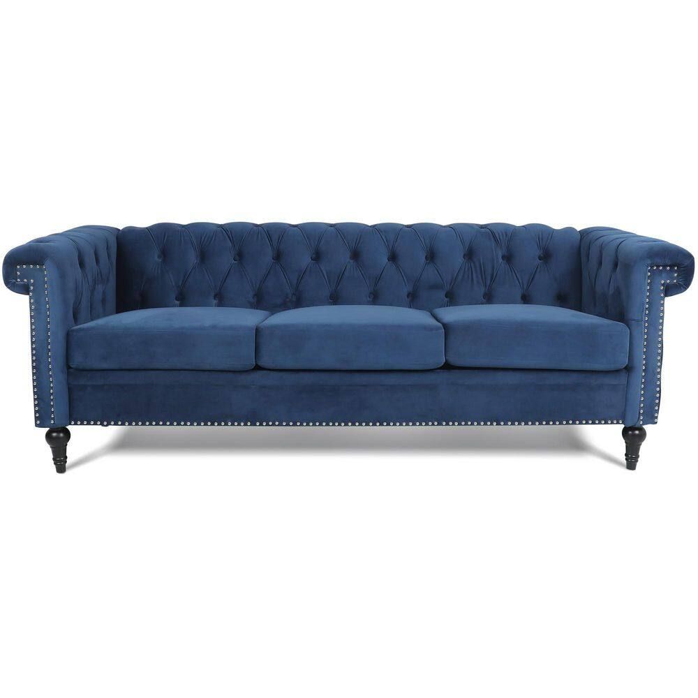 Harper &amp; Bright Designs 83.5 In. W Flared Arm Fabric Straight Sofa In ... regarding Unveiling the Allure of the Jewel 90 in W Flared Arm Velvet Sofa Blue