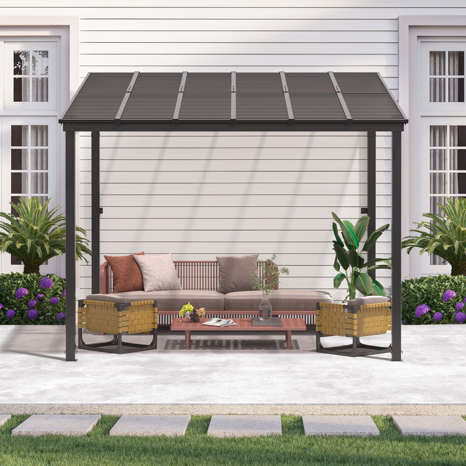 Hermes Angeli 10 Ft. W X 10 Ft. D Steel Patio Gazebo &amp; Reviews | Wayfair inside 10 Ft. W X 10 Ft. D Steel Patio Gazebo The Soft Roof Gazebos