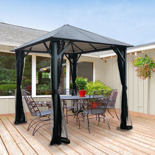 Hio Hardtop Insulated 8 Ft. W X 8 Ft. D Metal Patio Gazebo &amp; Reviews ... regarding 8 Ft. W X 8 Ft. D Patio Gazebo With Double Roof