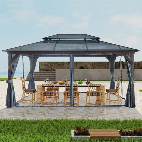 Hngmton 12' X 16' Hardtop Cedar Wood Gazebo For Patios Outdoor Cedar ... in Beyond Shade The Design and Durability of a Kawon Hardtop Pavilion