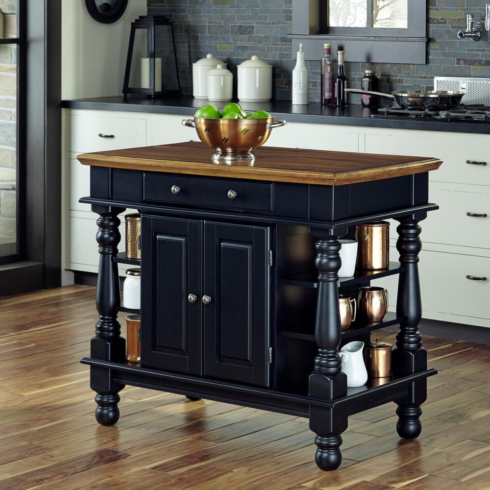 Home Styles Americana Black Kitchen Island With Storage-5082-94 - The ... within Black And Natural 36&quot; Kitchen Island With Storage