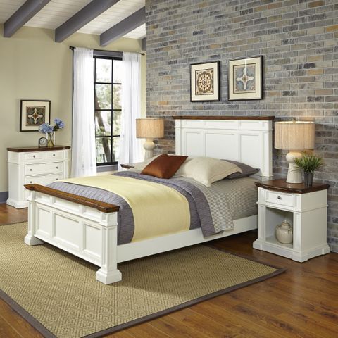 Home Styles Americana Panel 3 Piece Bedroom Set | Wayfair regarding Austen Black Queen Wood Panel 3 Piece Bedroom Set With 2 3-Drawer Nightstands With Storage