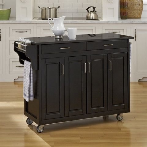 Home Styles Black Scandinavian Kitchen Carts At Lowes.com intended for Black Mobile Kitchen Cart