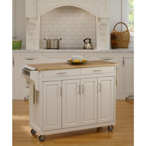 Home Styles Create-A-Cart White Kitchen Cart With Natural Wood Top-9200 ... for Designing with a White Frame Kitchen Island Cart Understanding the Essentials