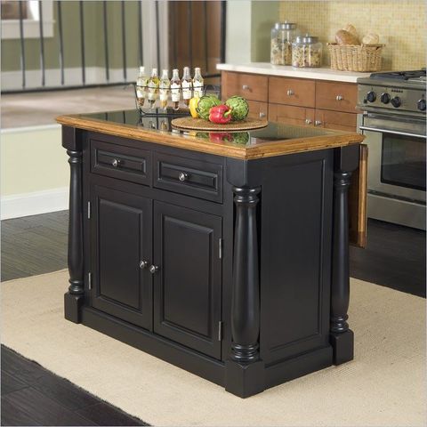 Home Styles Monarch Roll-Out Leg Granite Top Kitchen Island In Black ... in Choosing the Right Black Granite Top for Your Kitchen Island