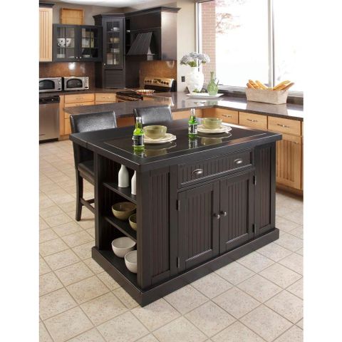 Home Styles Nantucket Black Kitchen Island With Granite Top-5033-94 ... inside Choosing the Right Black Granite Top for Your Kitchen Island