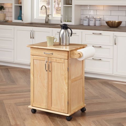 Home Styles Solid Wood Kitchen Cart, Natural - Walmart.com - Walmart.com intended for Austin Kitchen Cart, 30.5W X 18.13D X 36.25H, Black