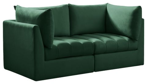 Jacob Velvet Upholstered Modular Sofa, 2-Piece: 2 Corner Chair ... inside Jacob Velvet Upholstered 3-Piece Modular Sofa, Green
