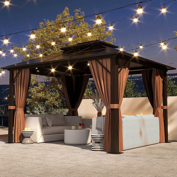 Jolydale 12 Ft. W X 10 Ft. D Aluminum Patio Hardtop Gazebo &amp; Reviews ... for 12 Ft. W X 10 Ft. D Aluminum Patio Hardtop Gazebo