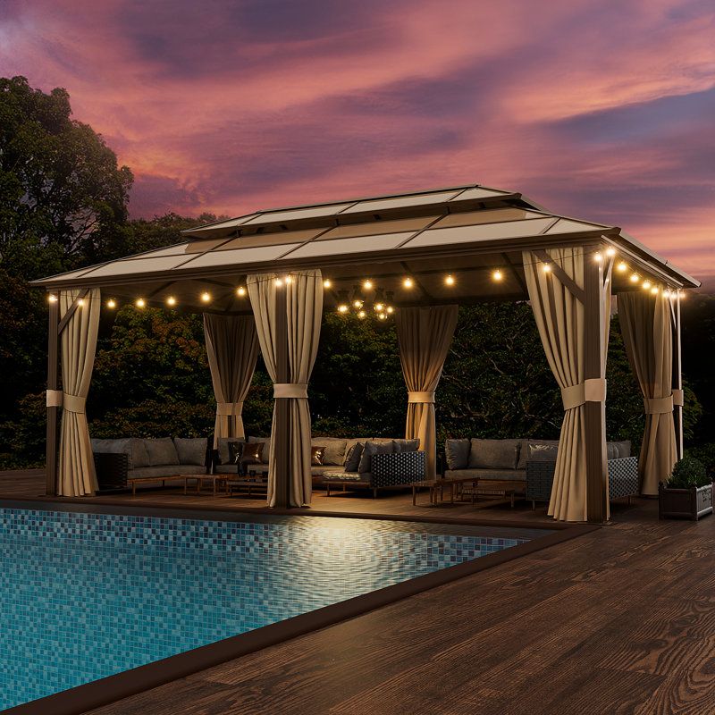 Jolydale 20 Ft. W X 12 Ft. D Metal Patio Gazebo &amp; Reviews | Wayfair inside 20 Ft. W X 12 Ft. D Metal Patio Gazebo
