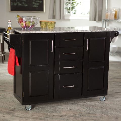 Kitchen Cart Granite Top | Foter in Classic Kitchen Island Cart, Cherry Wooden Frame With Sturdy Black Granite Top