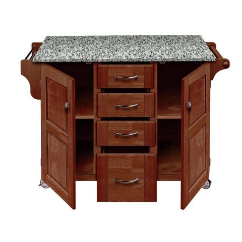 Kitchen Cart Granite Top | Foter throughout Catania Modern Black Granite Top Portable Kitchen Island In Black