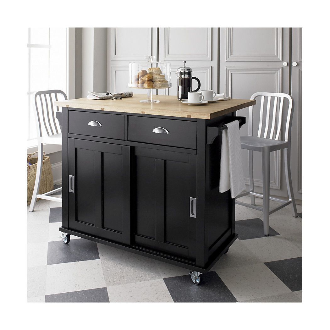 Kitchen Island On Casters, Portable Kitchen Island, Kitchen Island ... in Black And Natural 36&quot; Kitchen Island With Storage