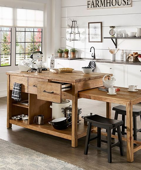 Kitchen Island Table Rustic At Frances Martinez Blog regarding Bowery Hill 3-Shelf Wooden Kitchen Island In Marble And Rustic Brown