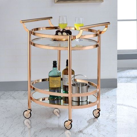 Lakelyn Serving Cart (Rose Gold) By Acme Furniture | Furniturepick within Unveiling the Elegance of the Acme Vorrik Serving Cart Gold and White-Washed Design