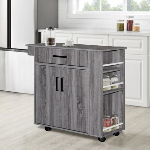 Latitude Run® Shelby Rolling Kitchen Cart With Storage Cabinet ... in Better Home Products Shelby Rolling Kitchen Cart With Storage Cabinet - Mahogany