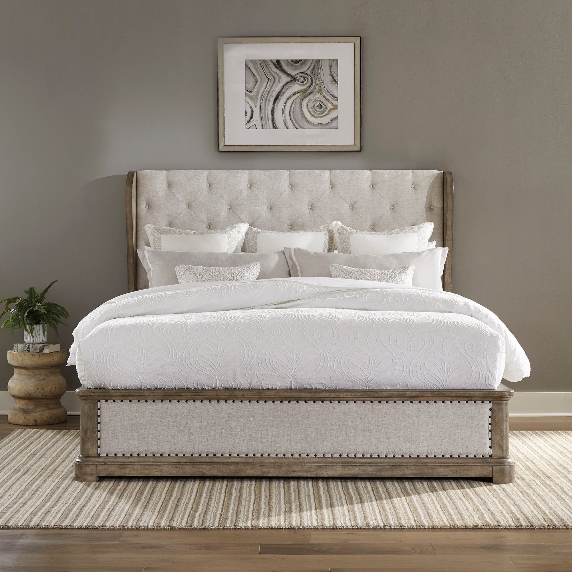 Liberty Furniture Town &amp; Country Transitional Upholstered King Shelter ... inside Harland King Wood &amp; Upholstered Panel 3 Piece Bedroom Set With 2 2-Drawer Nightstands