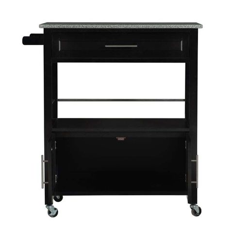 Linon Cameron Wood Granite Top Kitchen Cart In Black | Ebay inside Granite Countertops on Wheels Exploring the Cameron Kitchen Cart